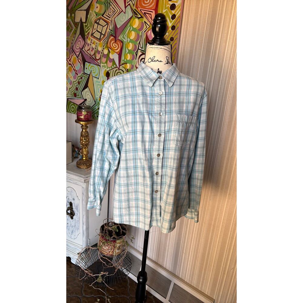 vintage 90s light blue ll bean flannel